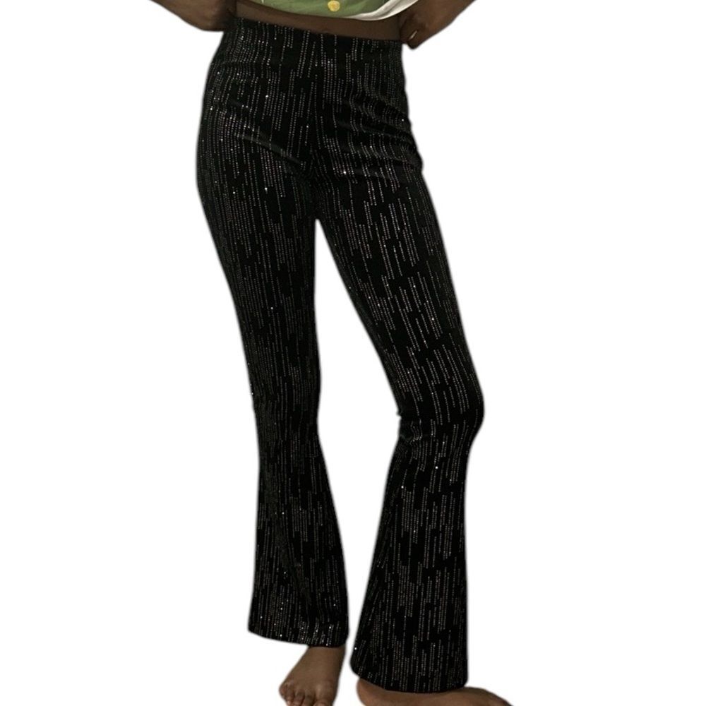 Zara Black Shiny Flare Stretchy Black Leggings/Pants(Size 11-12 yrs) - Picture 3 of 6